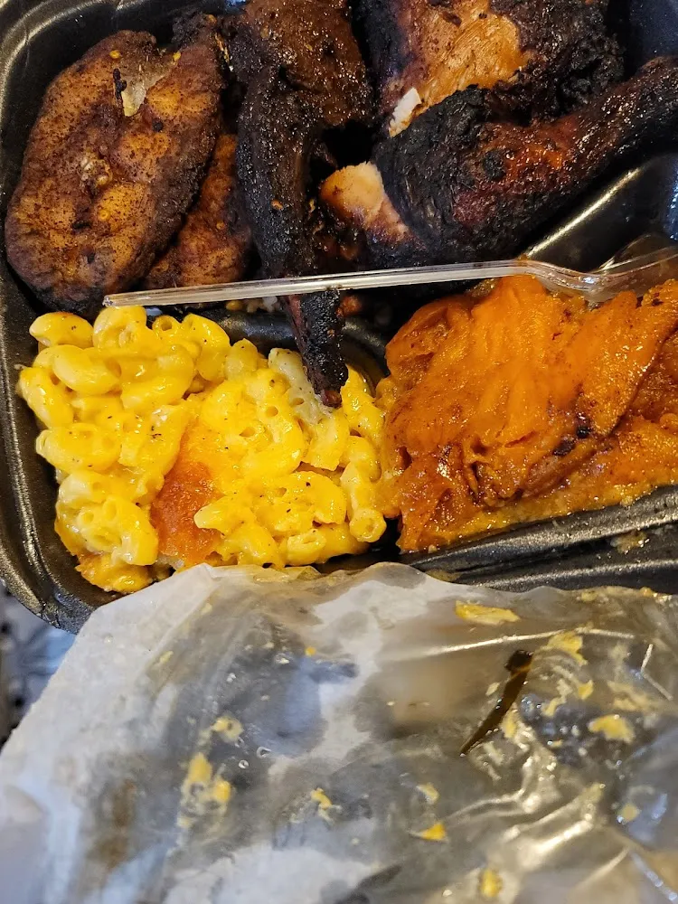 Jerk Chicken Lamb Chop and Catfish